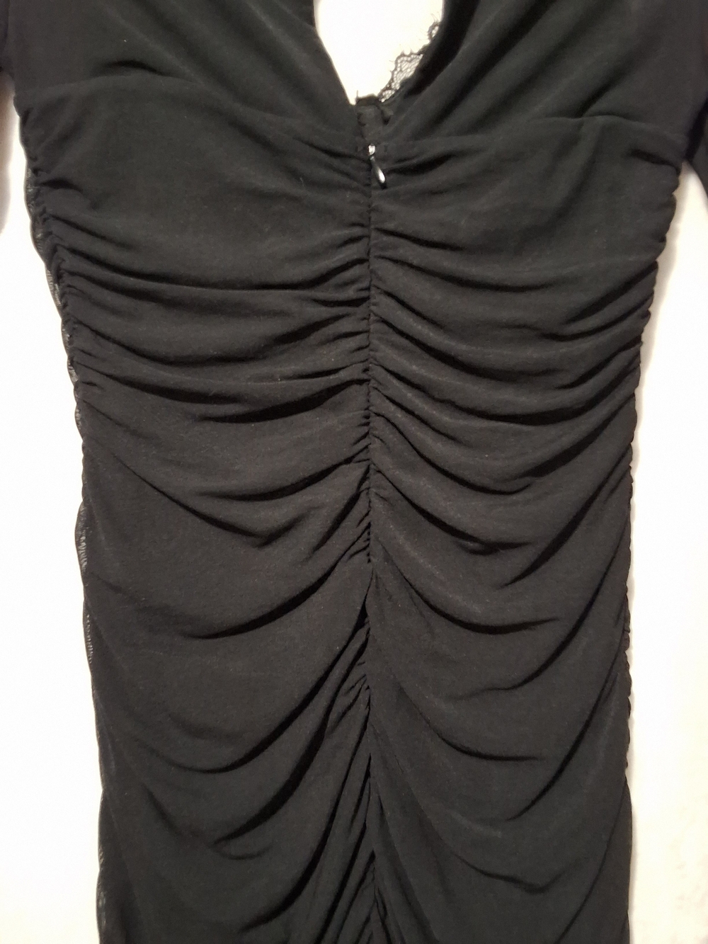 Women’s Long Sleeve Black, Ruched, Lace & Mesh Dress - Picture 10 of 12